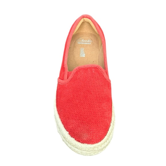 Clarks Womens Red Suede Loafers Espadrilles Size 6 - Picture 3 of 9